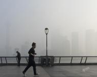 2017年1月3日，上海，受大霧天氣影響，陸家嘴地標(biāo)建筑僅剩輪廓，上海中心大廈幾乎消失在大霧及灰霾中。王岡/視覺(jué)中國(guó)